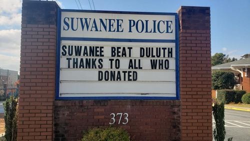 The Suwanee Police Department emerged victorious over the Duluth Police Department in the Battle of the Badges food drive. (Courtesy City of Suwanee)