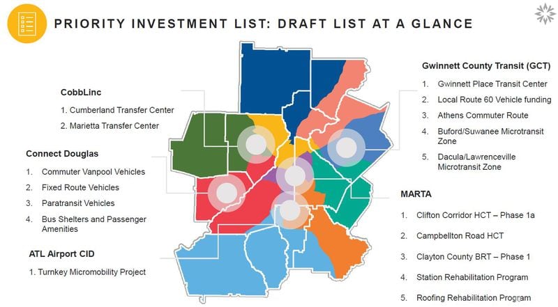 On Thursday the Atlanta-Region Transit Link Authority approved a list of 17 projects to submit to the governor’s office and the General Assembly for possible state funding next year. (Courtesy of the ATL Board)