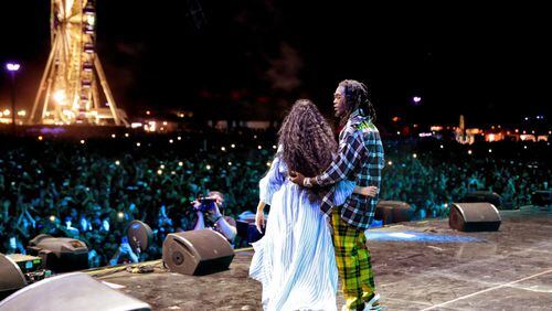 Cardi B (L) and Offset of Migos perform onstage during the 2018 Coachella Valley Music And Arts Festival  on April 22, 2018 in Indio, California.  (Photo by Christopher Polk/Getty Images for Coachella)