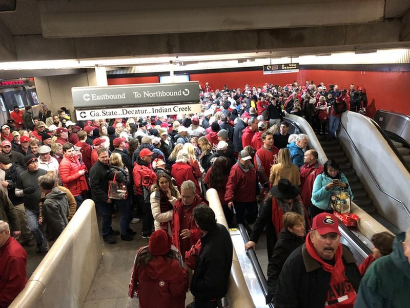 Mechanical problems caused delays and crowd control problems at MARTA’s Five Points Station after January's college football national championship.