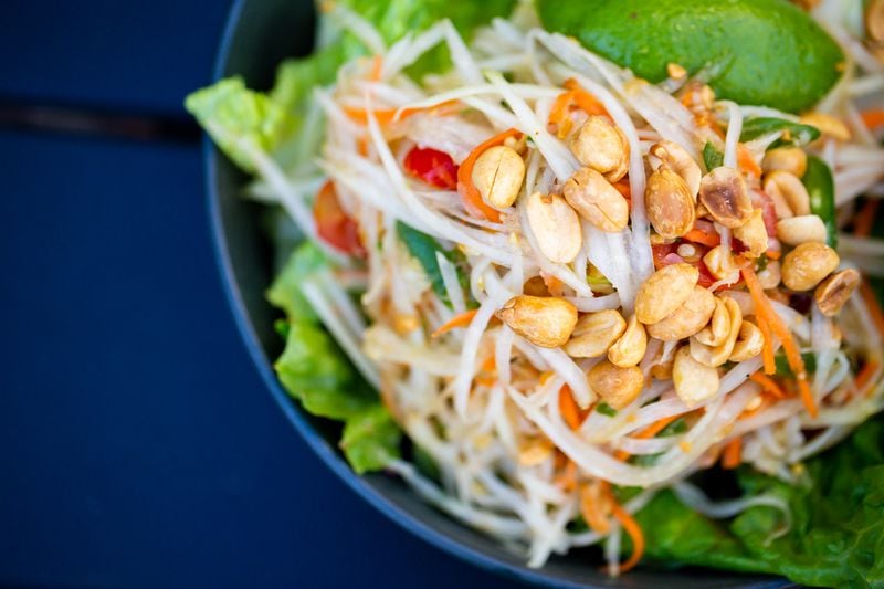 26 Thai Kitchen & Bar's Thai-style papaya salad includes shredded green papaya, carrots, Thai chiles, garlic and a dressing of palm sugar, fish sauce, lime juice and tamarind pulp. Ryan Fleisher for The Atlanta Journal-Constitution