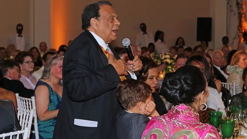 Andrew Young at the Swan House Ball on April 21. He and fellow former Mayor Sam Massell were jointly honored at the event, a fundraiser for the Atlanta History Center and a celebration of our city's past, present and future.