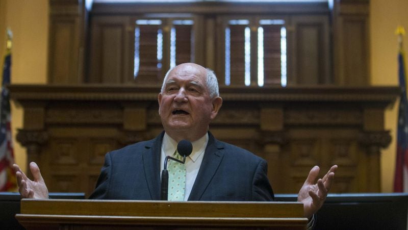 09/04/2018 — Atlanta, Georgia — Former Georgia Governor and current United States Secretary of Agriculture Sunny Perdue speaks during the swearing in ceremony for the Georgia Supreme Court at the State Capitol in Atlanta, Thursday, August 30, 2018. (ALYSSA POINTER/ALYSSA.POINTER@AJC.COM)