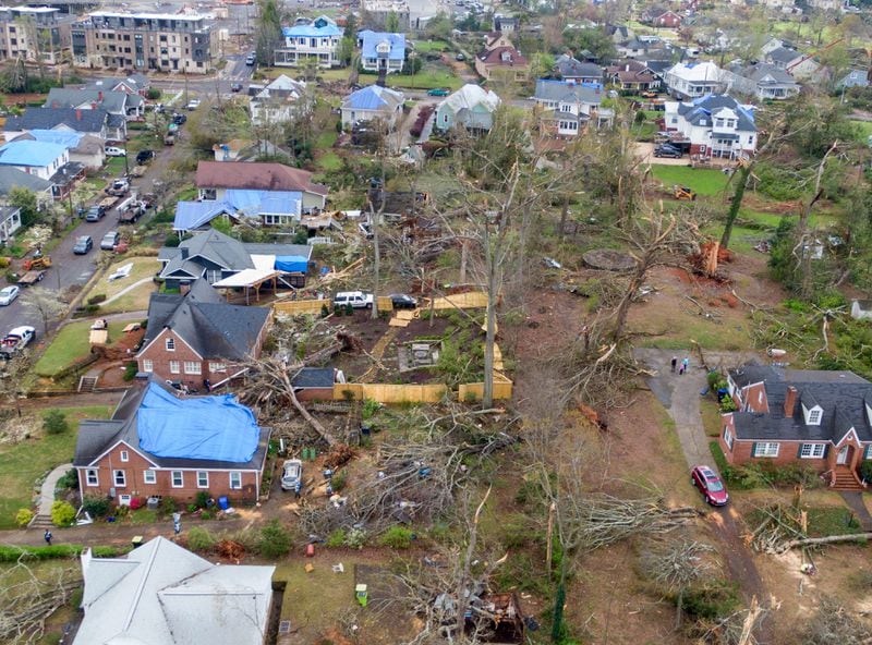 Aerial photographs show the aftermath of the tornado that tore through Newnan on March 25. 