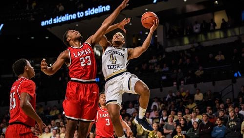 Brandon Alston scored 14 points, including 2-for-3 shooting from 3-point range, in Georgia Tech's 65-54 win over Prairie View A&M Friday at McCamish Pavilion. (Danny Karnik/Georgia Tech Athletics)