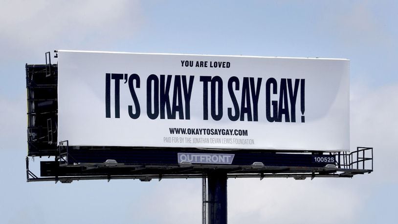 A billboard along I-95 in Hollywood, Fla., on May 26, 2022, was part of an 80-billboard campaign to combat Florida's new "Parental Rights in Education" law, labeled "Don't Say Gay" by critics. (Mike Stocker/South Florida Sun Sentinel/TNS)