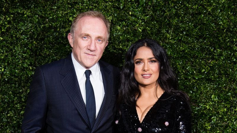 Francois-Henri Pinault and Salma Hayek attend the Charles Finch & Chanel pre-BAFTA's dinner at Loulou's on February 09, 2019 in London. Pinault made headlines after announcing he and his family would pledge $113M to rebuild Notre Dame Cathedral.