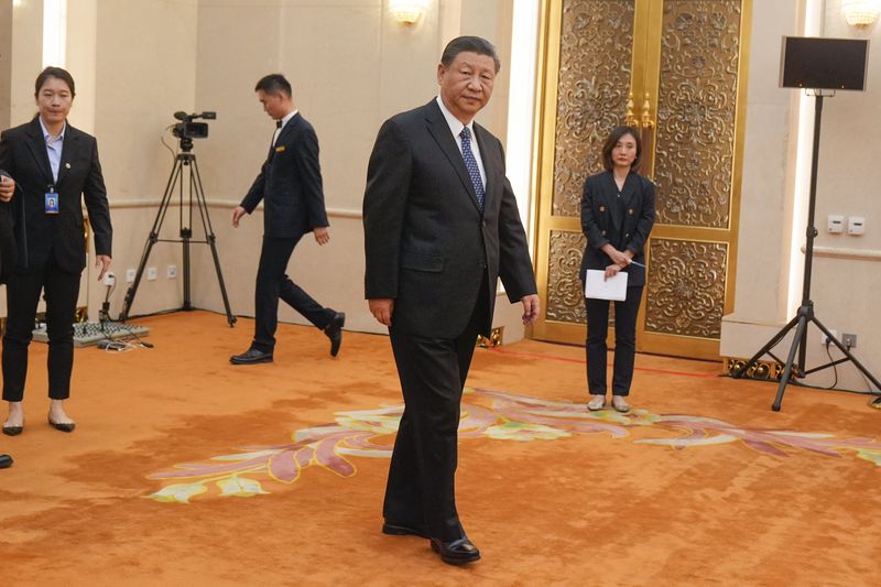 Chinese President Xi Jinping waits to meet U.S. Secretary of State Antony Blinken at the Great Hall of the People, Friday, April 26, 2024, in Beijing, China. (AP Photo/Mark Schiefelbein, Pool)