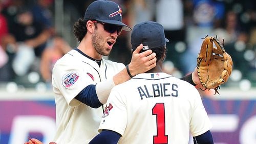 The Braves want to see how shortstop Dansby Swanson (left) bounces back from a rough rookie season and how second baseman Ozzie Albies does in his first full season after excelling during a two-month callup late in 2017. (Getty Images)