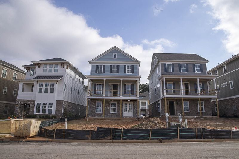 Homes are constructed in Everton, a new John Wieland home community, located off of MacDuff Parkway in Peachtree City. (ALYSSA POINTER/ALYSSA.POINTER@AJC.COM)