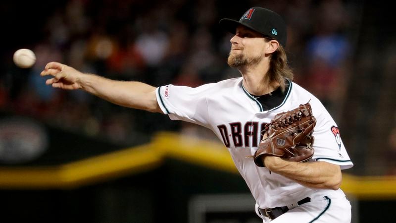 Pitcher Mike Leake, 32, started 10 games for Arizona in 2019 after being traded from Seattle.