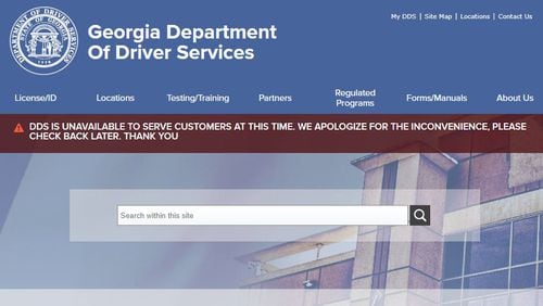 The Georgia Department of Driver Services was temporarily unable to serve customers after technical issues.