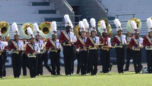The Brookwood High Marching Band performs during the Gwinnett County Exhibition on Sept. 22. CONTRIBUTED