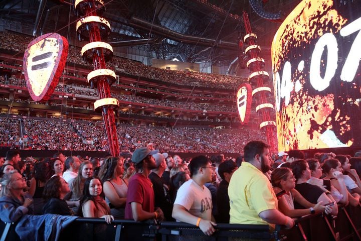 Ed Sheeran rocked sold-out Mercedes Benz Stadium on Saturday, May 27, 2023 on his +=÷x tour. Georgia native Khalid and British singer Dylan opened the show.
Robb Cohen for The Atlanta Journal-Constitution