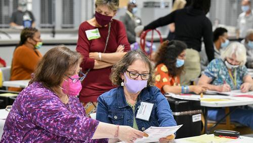 Election workers in Gwinnett County, Georgia, work through a recount of 414,000 ballots -- nearly 10 percent of all votes cast in the state -- on November 13, 2020. (Hyosub Shin/Atlanta Journal-Constitution/TNS) 