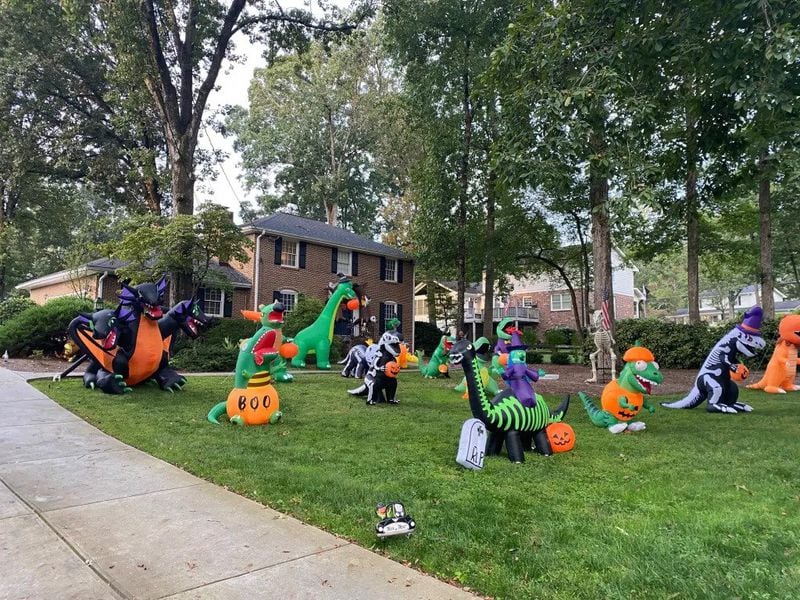 Thanks to the city’s extension, the Torres family was able to erect Halloween inflatables. (Photo Courtesy of Cathy Cobbs)