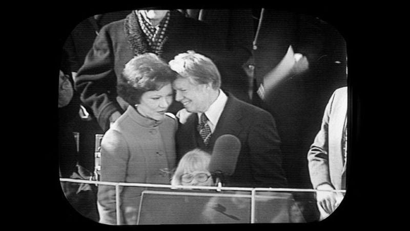 <p>U.S. President Jimmy Carter makes his inaugural speech after being sworn in on January 20, 1977 on the East Portico of the U.S. Capitol. David Hume Kennerly