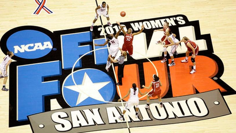 Connecticut's Tina Charles (31) and Stanford's Nnemkadi Ogwumike (30) leap up for the tip off to begin the first half of the women's NCAA Final Four college basketball championship game Tuesday, April 6, 2010, in San Antonio.