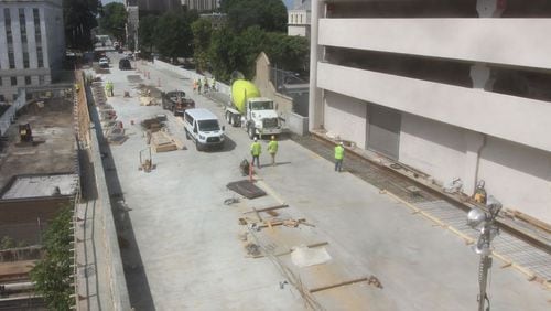 Construction on the bridge through Georgia State University began in January and should be finished by October.