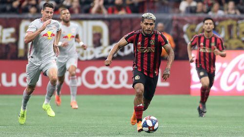 Atlanta United forward Josef MartAnez (7) moves the ball during the first half in a MLS game against the New York City Red Bulls on Sunday, July 7, 2019, in Atlanta. Branden Camp/SPECIAL