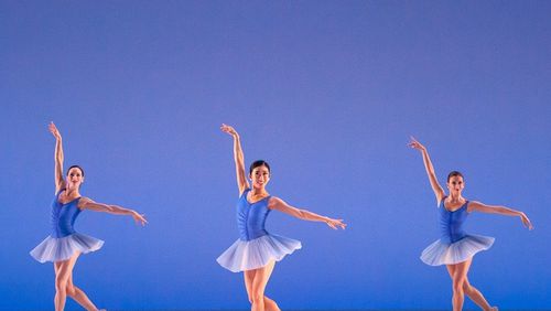 Ashley Wegmann, Sujin Han, and Monika Haczkiewicz of the Atlanta Ballet perform in “Sum Stravinsky” by Kiyon Ross. Contributed by Kim Kenney