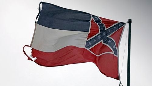 Mississippi has the last state flag that includes the battle emblem: a red field topped by a blue X with 13 white stars.