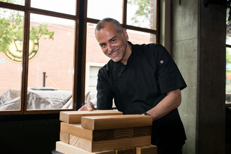  Grill Concepts' executive vice president of culinary, Phil Kastel, at Public School 404. Photo credit- Mia Yakel.