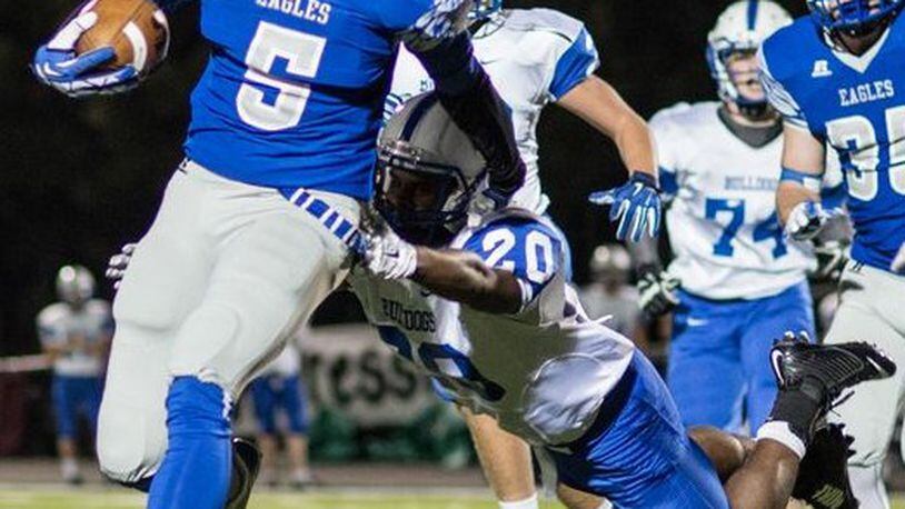 Mount Paran's Taylor Trammell (5) has rushed for a state-best 1,110 yards in five games. (SPECIAL/BRANDEN CAMP)