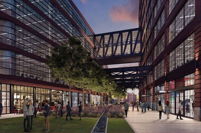 A rendering of the planned Atlantic Yards office development along 17th Street at Atlantic Station in Midtown Atlanta.