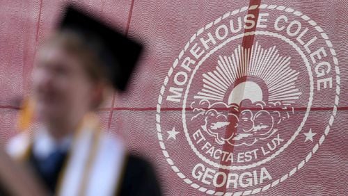 Ian Niemeyer, one of three Morehouse College valedictorians, speaks during Morehouse's 132nd commencement ceremony, Sunday, May 15, 2016, in Atlanta. BRANDEN CAMP/SPECIAL
