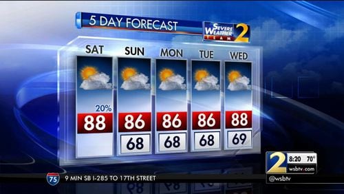The five-day weather forecast for metro Atlanta has a warm and dry look. (Credit: Channel 2 Action News)