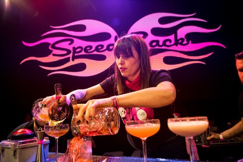  Each round pits two bartenders against one another (and the clock) to create four different cocktails for the judges. Photo: Gabi Porter