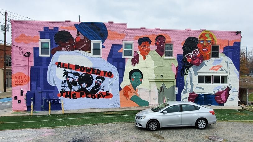 This mural by SOFAHOOD sponsored by Living Walls on Edgewood Avenue went up at the end of 2020. (Courtesy of Atlanta Street Art Map)
