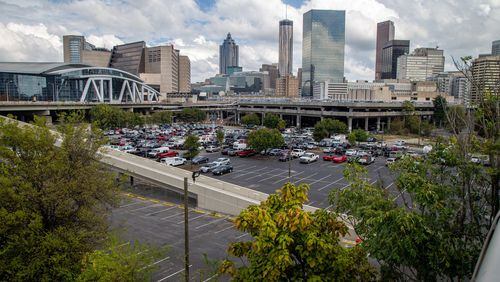 “The Gulch”stretches from the Five Points MARTA station to Mercedes-Benz Stadium in Atlanta. Developer CIM Group plans a massive $5 billion mix of offices, apartments, hotels and retail on the 40-acre site. (Photo by Phil Skinner)