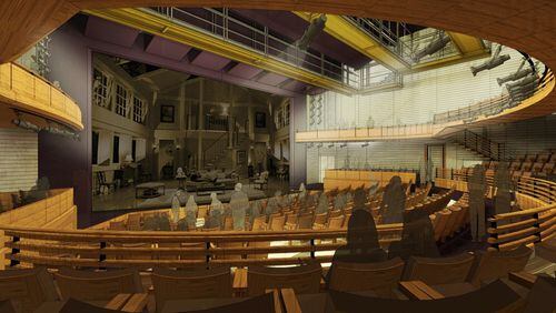 Another view: conceptual drawing of the Alliance Theatre auditorium after a renovation to be funded by part of a Woodruff Foundation grant. CONTRIBUTED BY WOODRUFF ARTS CENTER