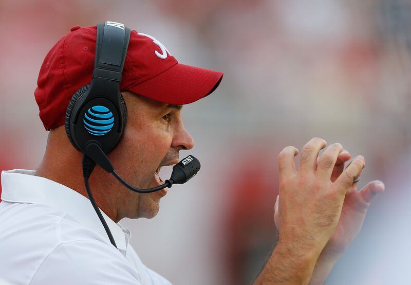 Alabama’s first-year defensive coordinator Jeremy Pruitt makes his point during the Crimson Tide’s victory over Western Kentucky. (Kevin C. Cox/Getty Images)