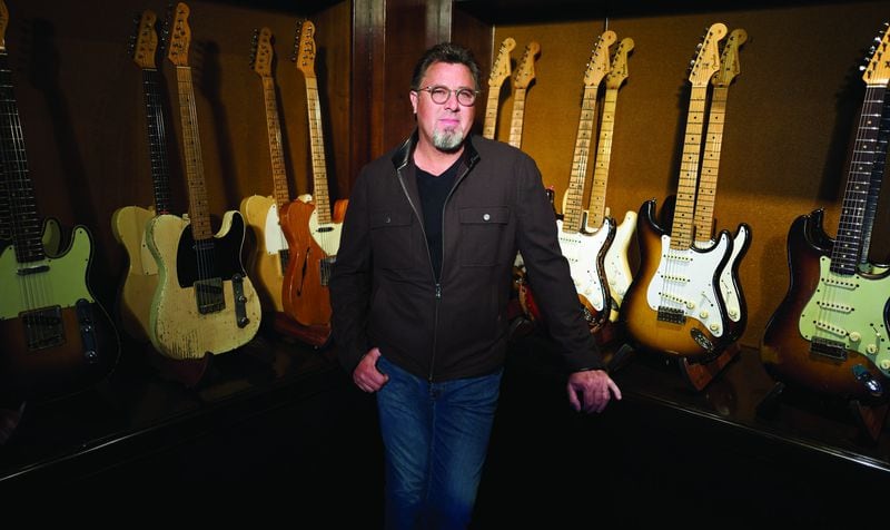 Vince Gill said traveling with the Eagles is like putting on a guitar fashion show, with each band member showing off one new instrument after another. "Each of us has about dozen out there," said Gill, who prefers mostly vintage guitars.  Photos: John Shearer