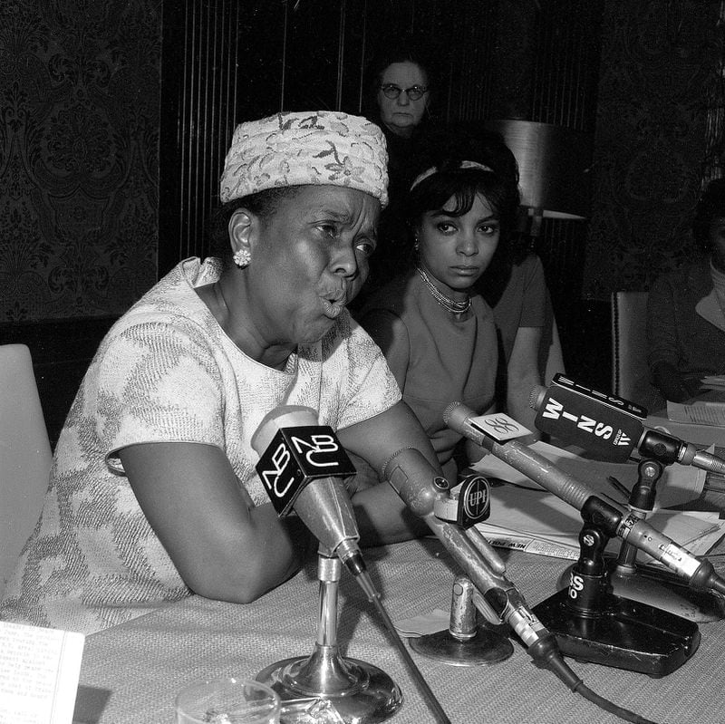 Ella Baker, official of the Southern Conference Educational Fund, speaks at the Jeannette Rankin news conference on Jan. 3, 1968.  (AP Photo)