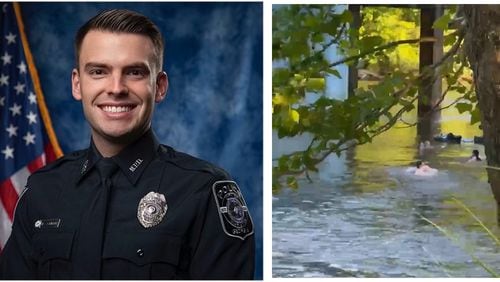 Officer Ryan Smith of the Marietta Police Department was off-duty at Canoe alongside the Chattahoochee when diners spotted a woman floating helplessly down the river. Smith and Canoe employee Tim Eskew jumped into the river to help pull the woman to safety.