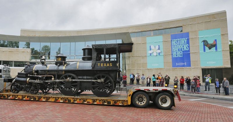 The centerpiece of the Atlanta History Center's railroad collection is the refurbished Texas, which participated in the Great Locomotive Chase in 1862. The 1860s-era steam locomotive left its longtime home in Grant Park, and, after a facelift, was trucked to the history center in 2017. BOB ANDRES / BANDRES@AJC.COM