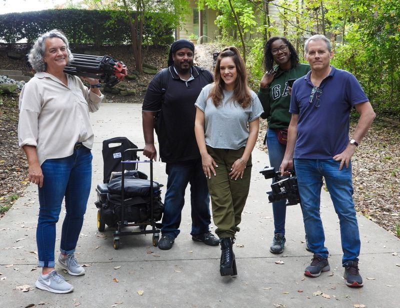 Kelley Elle (center) is with members of the One Production Place team that shot the video for “Against All Odds.” CONTRIBUTED