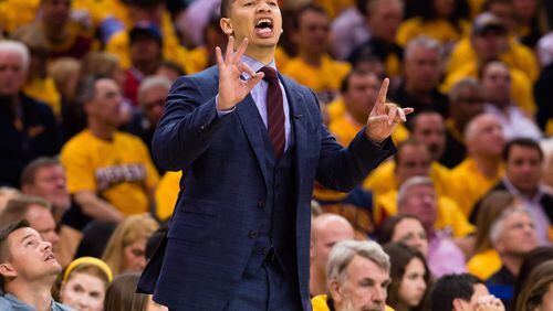 Cleveland coach Tyronn Lue yells during a recent Cavaliers game. (Jason Miller/Getty Images)