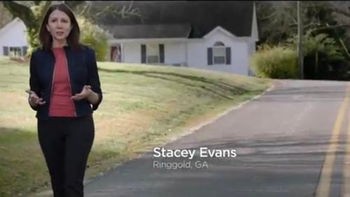 A screenshot from Stacey Evans first TV ad.
