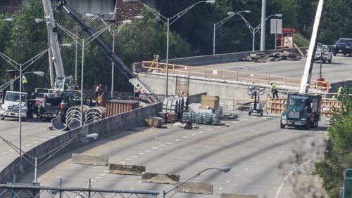 The state hopes to reopen I-85 in Buckhead by June 15. JOHN SPINK /JSPINK@AJC.COM
