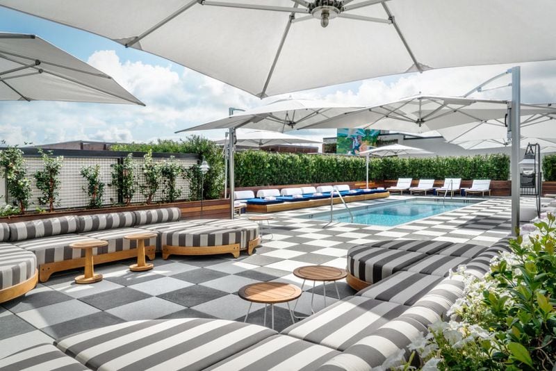 A rooftop pool is among the amenities at the Perry Lane Hotel in Savannah's historic district. The property, which opened in 2018, redefined luxury accommodations in the city. (Photo courtesy of Perry Lane Hotel)