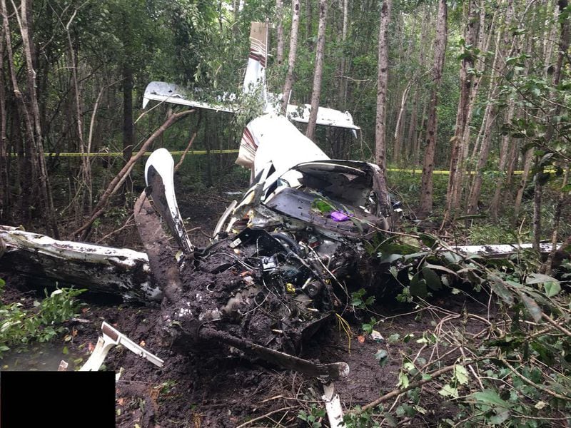 This Beechcraft Bonanza plane piloted by Randy Hunter crashed near Savannah in 2017, killing Hunter along with Byron Cocke and Catherine Cocke, a couple aboard. (Courtesy of the National Transportation Safety Board)