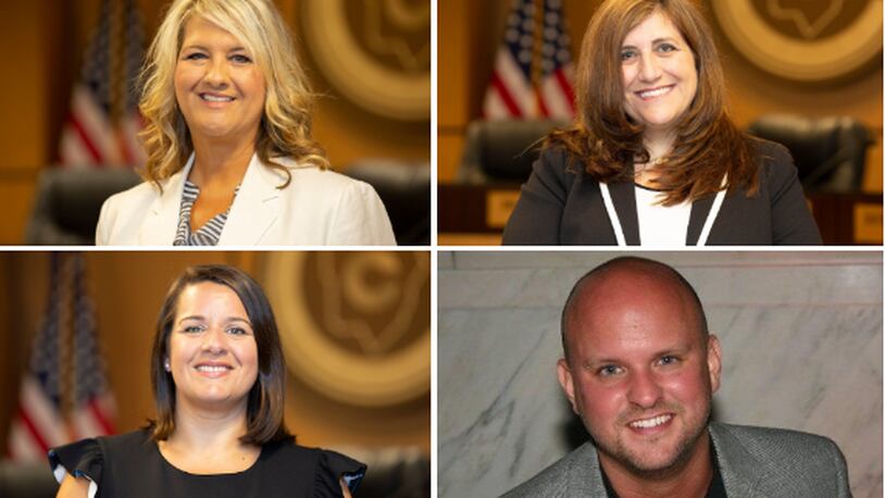 Here are the new Cobb County School District principals for the 2018-2019 year, clockwise starting in the upper left: Laura Meyer of Nickajack Elementary, Donna Long of Shallowford Falls Elementary, Adam Hill of Dickerson Middle and Maria Clark of East Side Elementary.