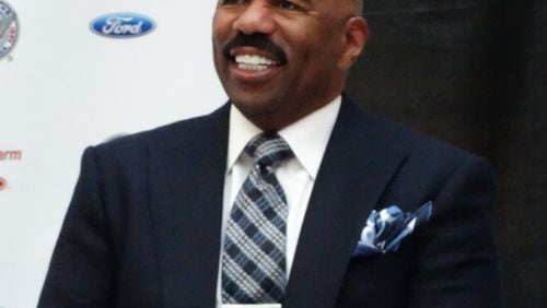 Steve Harvey, at a recent press conference to announce his 2014 Neighborhood Awards, which is in Atlanta for the first time from Aug. 7 to 10. Tickets go on sale March 7. CREDIT: Rodney Ho/rho@ajc.com
