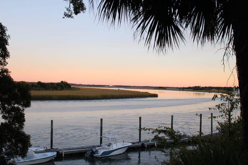 The view of the Wilmington River in Thunderbolt at sunset.