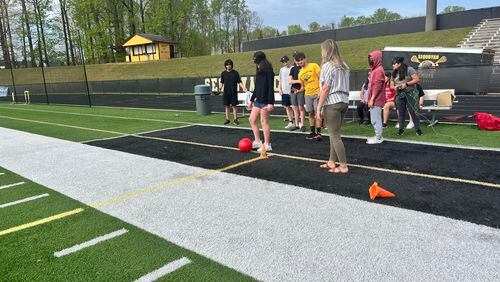 Students in Sequoyah High PE classes recently donned blindfolds to play "beep kickball" and get a sense of what it's like to be blind.